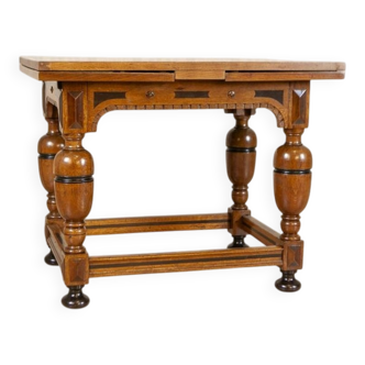 Dutch Extendable Oak Side Table, Late 19th Century