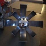 Pair of brushed steel wall lights - Jocelyne Trocmé - 1970s
