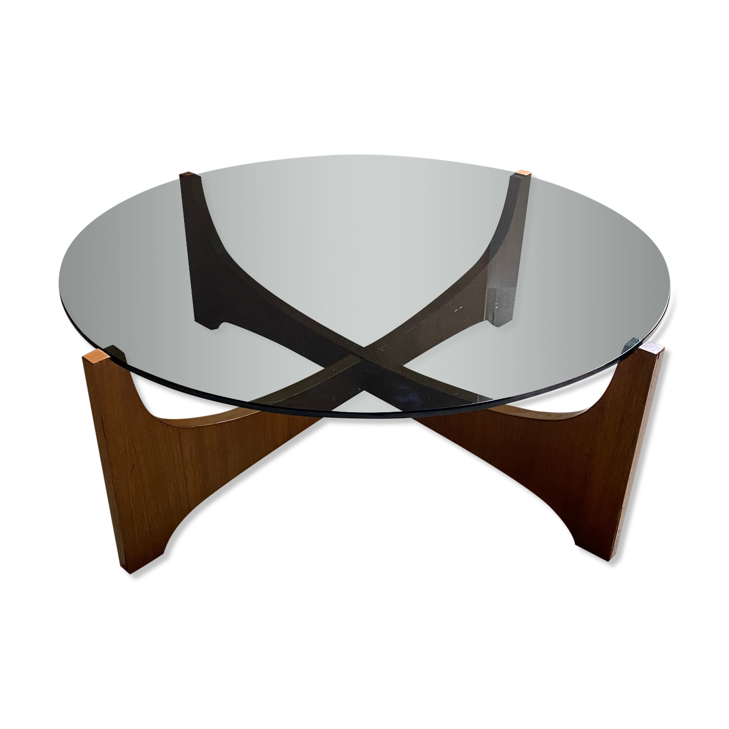 Scandinavian rosewood and glass lounge table