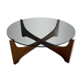 Scandinavian rosewood and glass lounge table