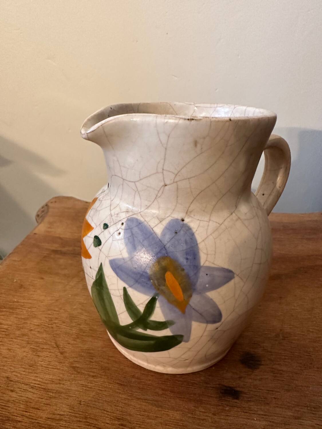 Vintage - Poterie du Marais Pitcher - Cracked Enameled Stoneware