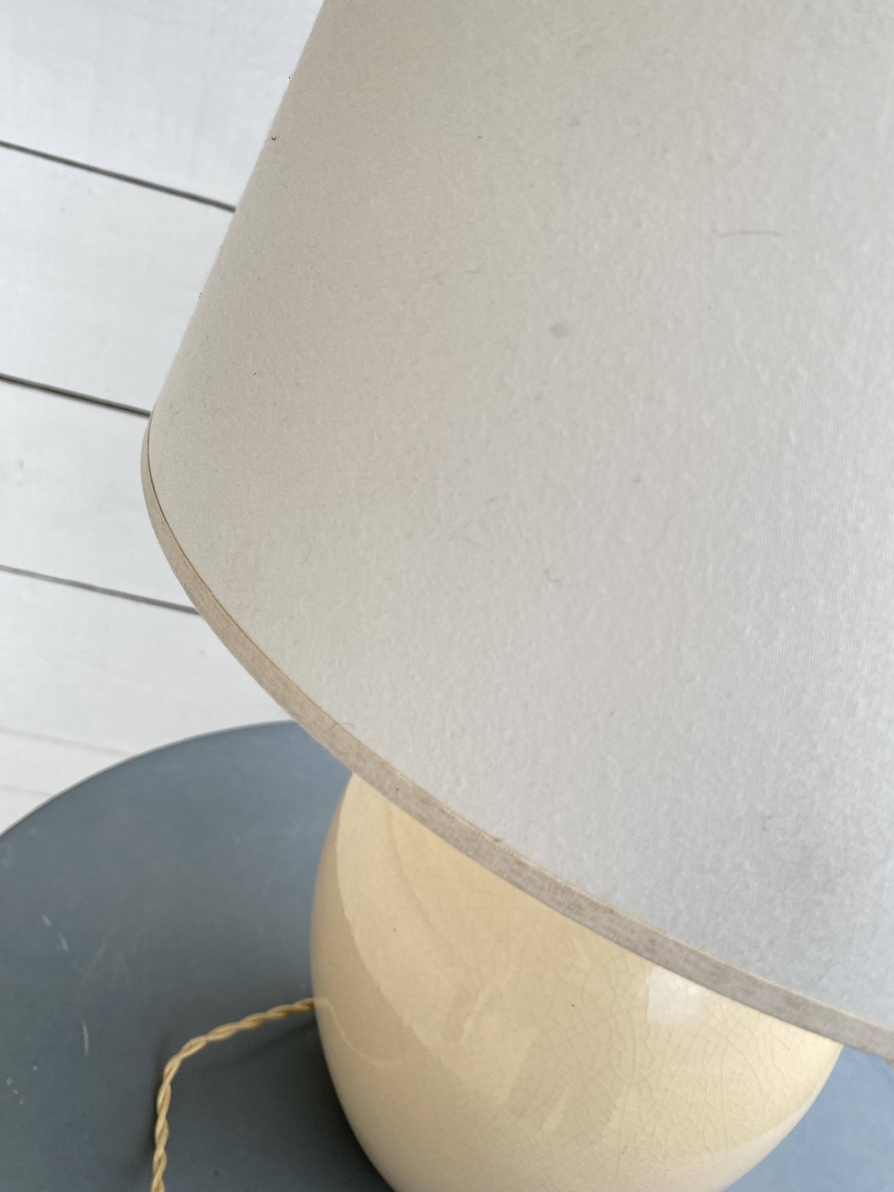 Earthenware lamp, fabric cable, fabric lampshade