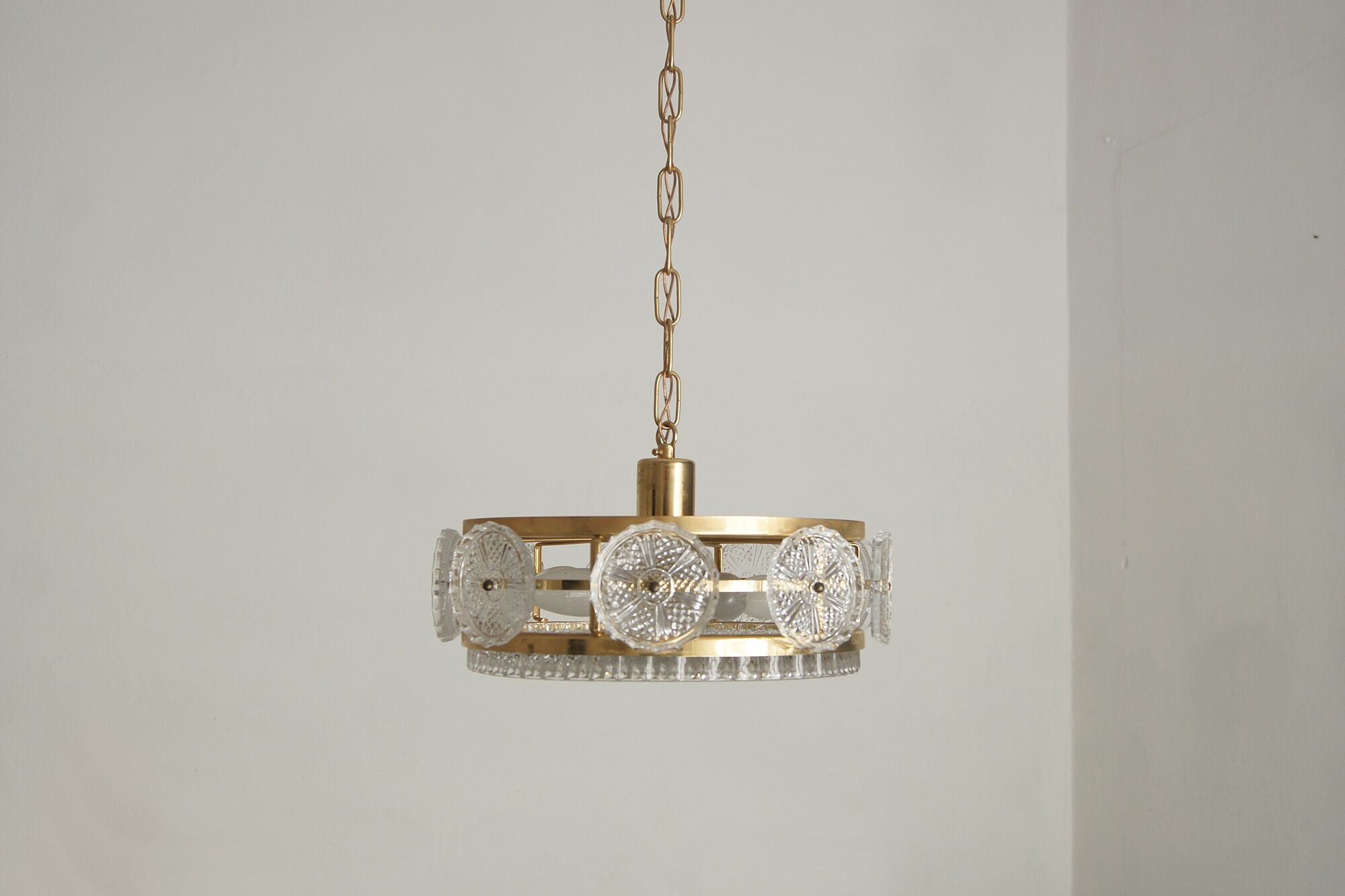 Scandinavian Crystal Ceiling Lamp from Orrefors, 1960s