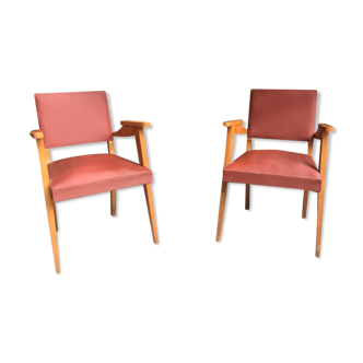 Pair of bridge chairs compass feet 50s skai