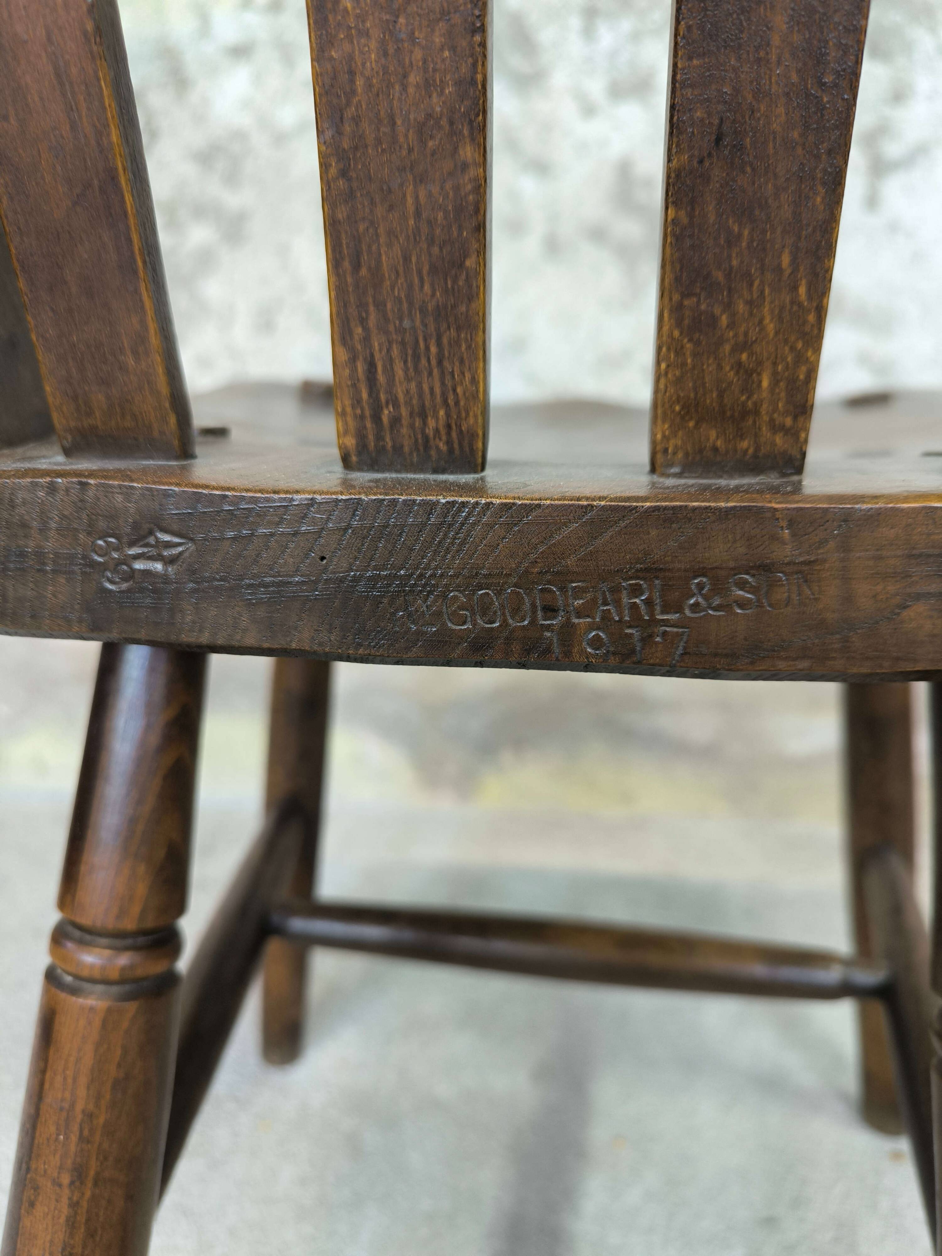 Vintage English wooden chair from 1917