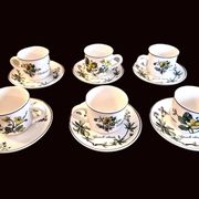 Set of 6 coffee cups and saucers Villeroy & Boch, vintage, Botanica