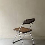 Plia folding chair in chrome and cane by Giancarlo Piretti, Italy 1970
