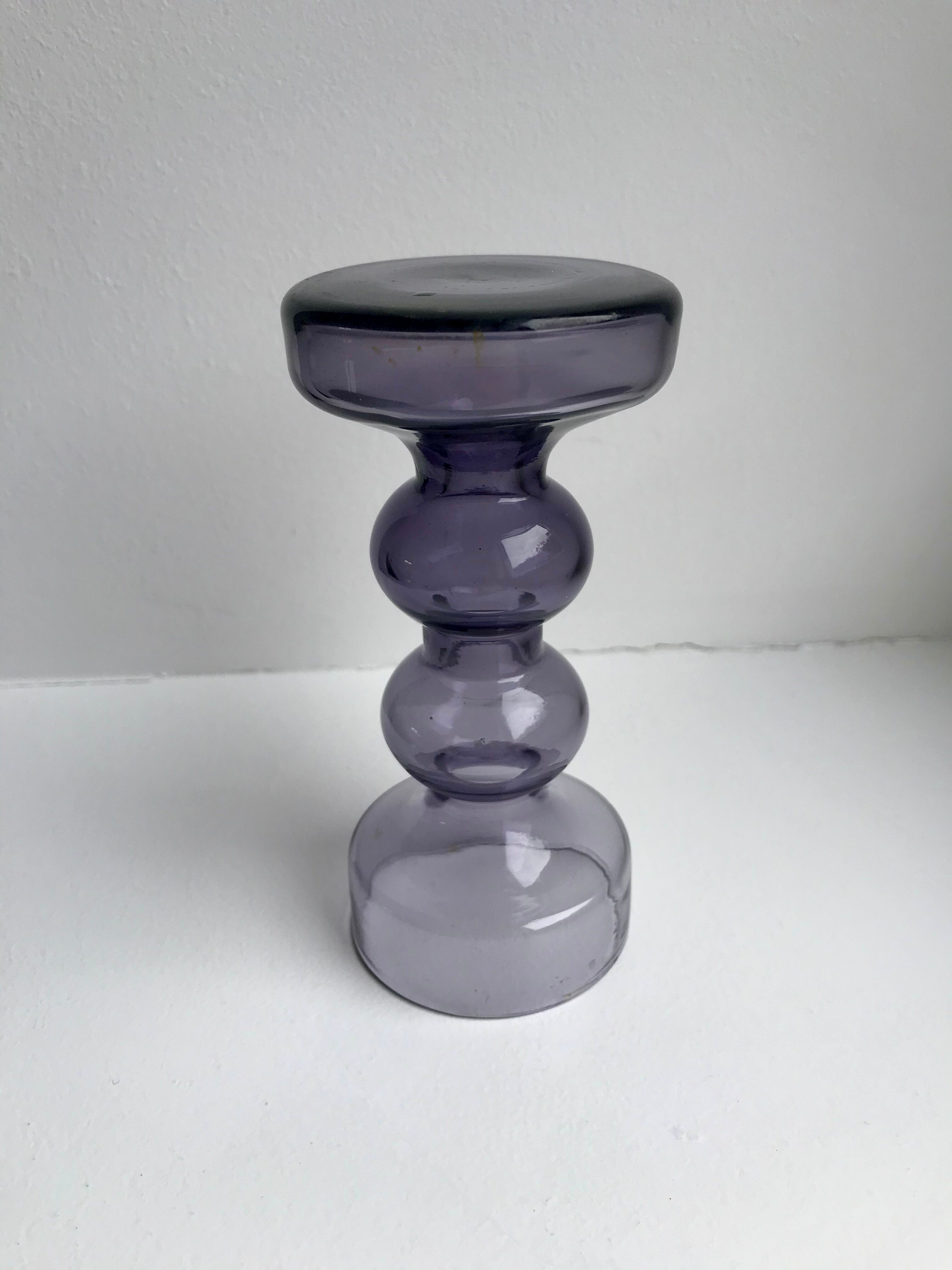 Candlestick diabolo design smoked glass 70s