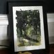 Framed watercolor under wood, signed