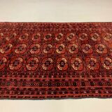 Antique Turkmen Tekke Rug, 190x113 cm Turkoman Bokhara Red Black Beige