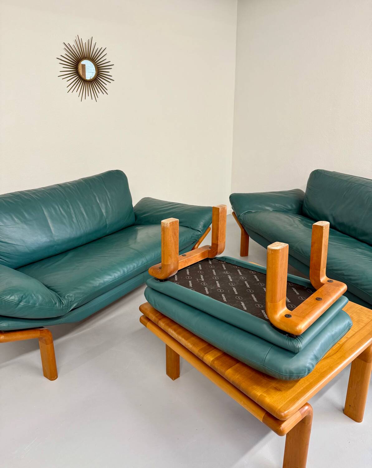 Salon complet canapé cuir teck design scandinave Komfort Danish