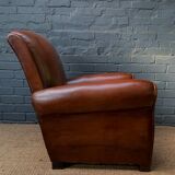 French, leather club chair, havana lounge model circa 1950's
