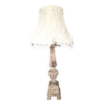 Patinated wooden lamp