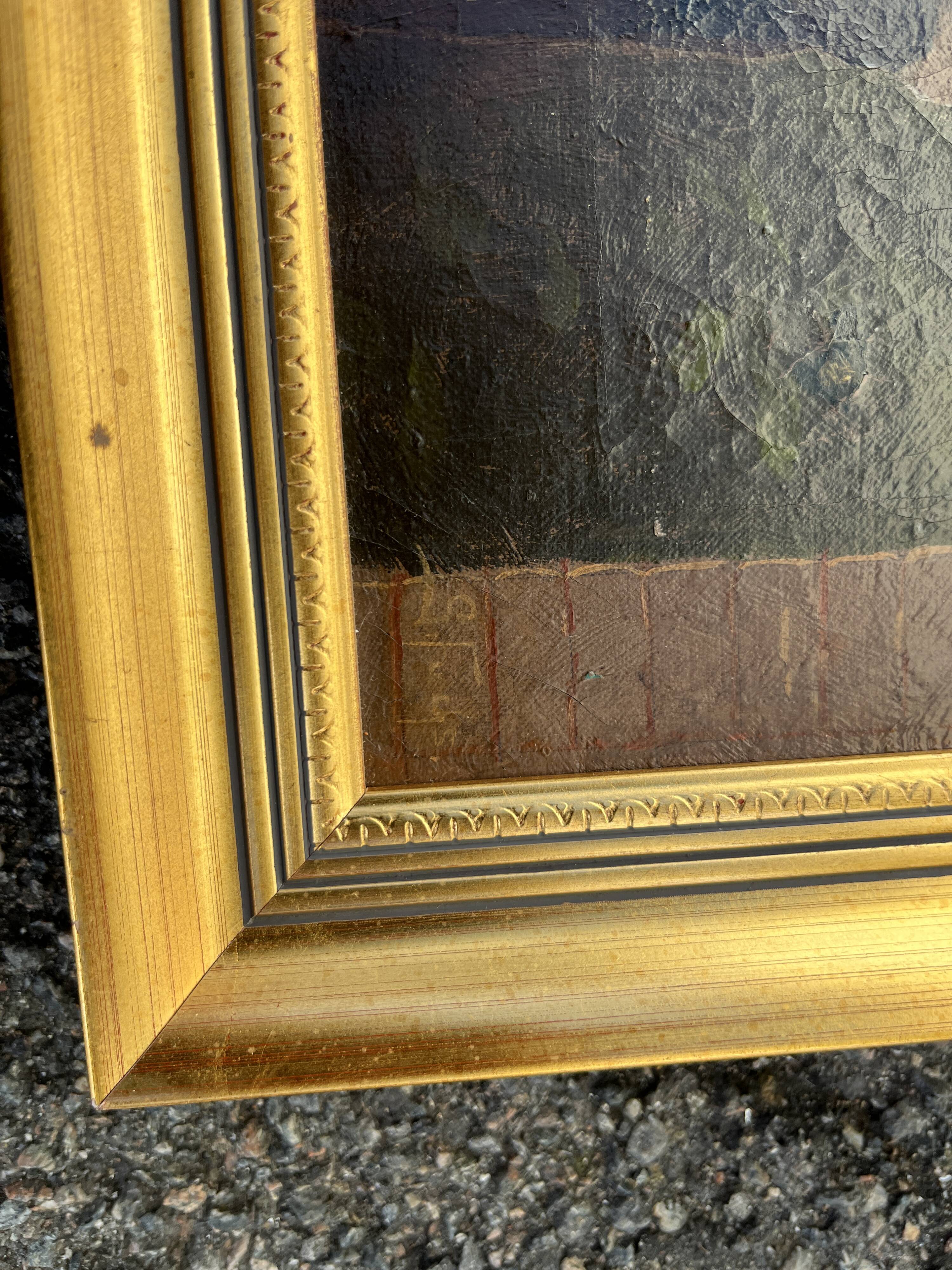 Tableau ancien - Huile sur toile "Le jeune fumeur" - Signé - Cadre doré XIX