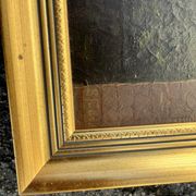 Antique painting - Oil on canvas "The Young Smoker" - Signed - Gilded frame 19th century