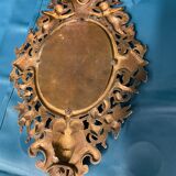 Bronze mirror napoleon III H39x23 decoration with putti and mascaron