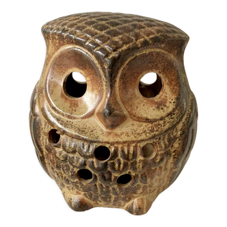 Owl stoneware candle holder