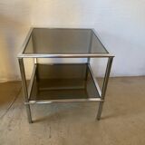 Square coffee table, chrome and smoked glass, 1970s
