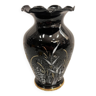 Grossenhein hyalite glass vase, Germany 1960s.