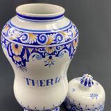 THERIA:F earthenware medicine jar by Malicorne Emile Tessier for Louis Warrin