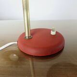 "Cocotte" lamp in brass and red lacquered metal, 1950s-60s.