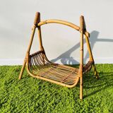 Vintage 1950s rattan magazine rack.