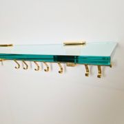 Brass and Glass R14G Wall-Mounted Coat Rack from Peter Ghyczy, 1980s