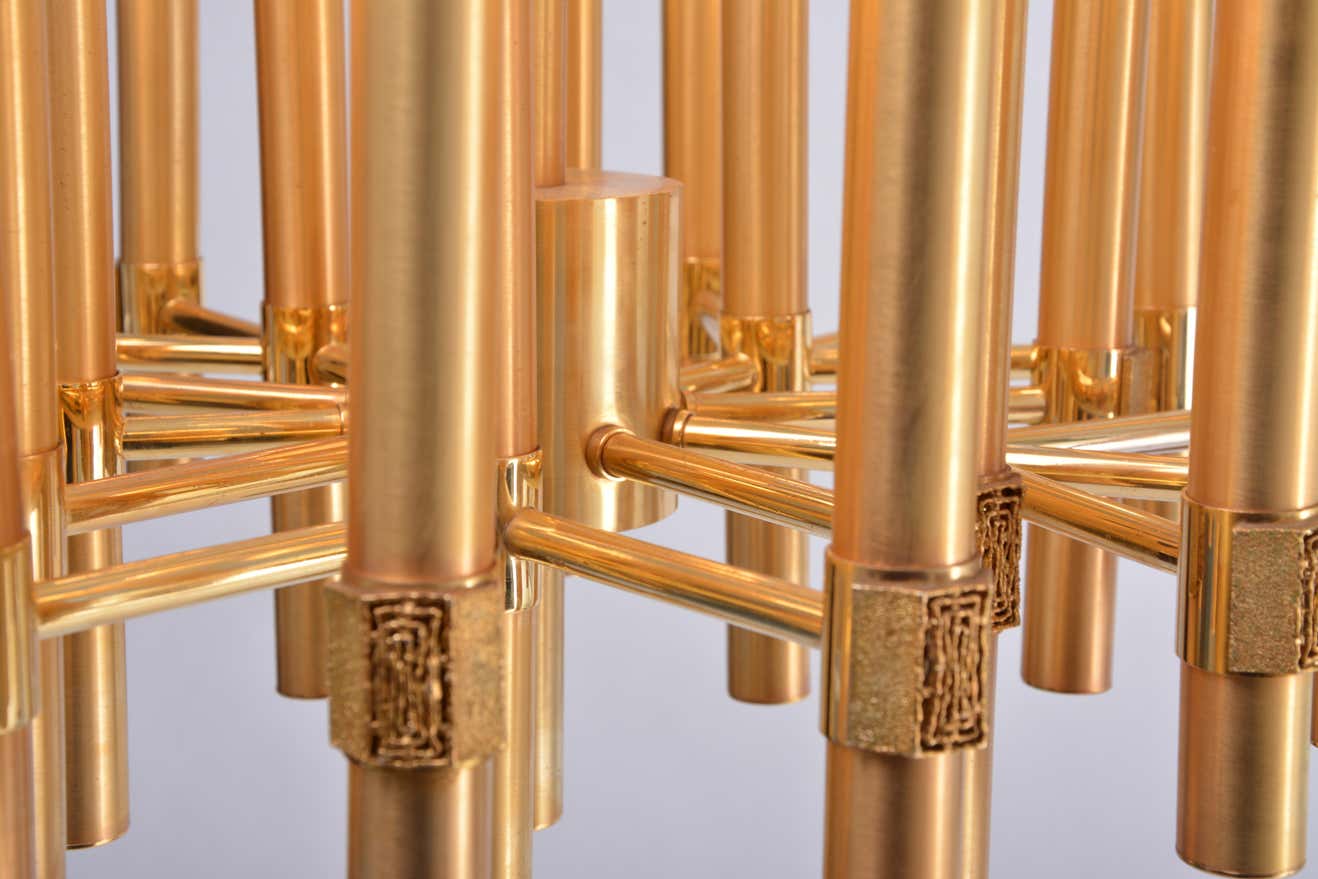 Golden chandelier by Angelo Brotto for Esperia Italia