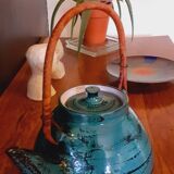 Large ceramic and rattan teapot from the 1950s Yvon Roy