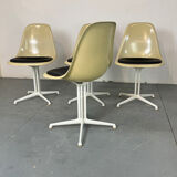 4 La Fonda fiberglass steel dining Chairs by Eames for Herman Miller