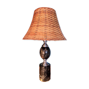 Lampe marbre & osier 1970