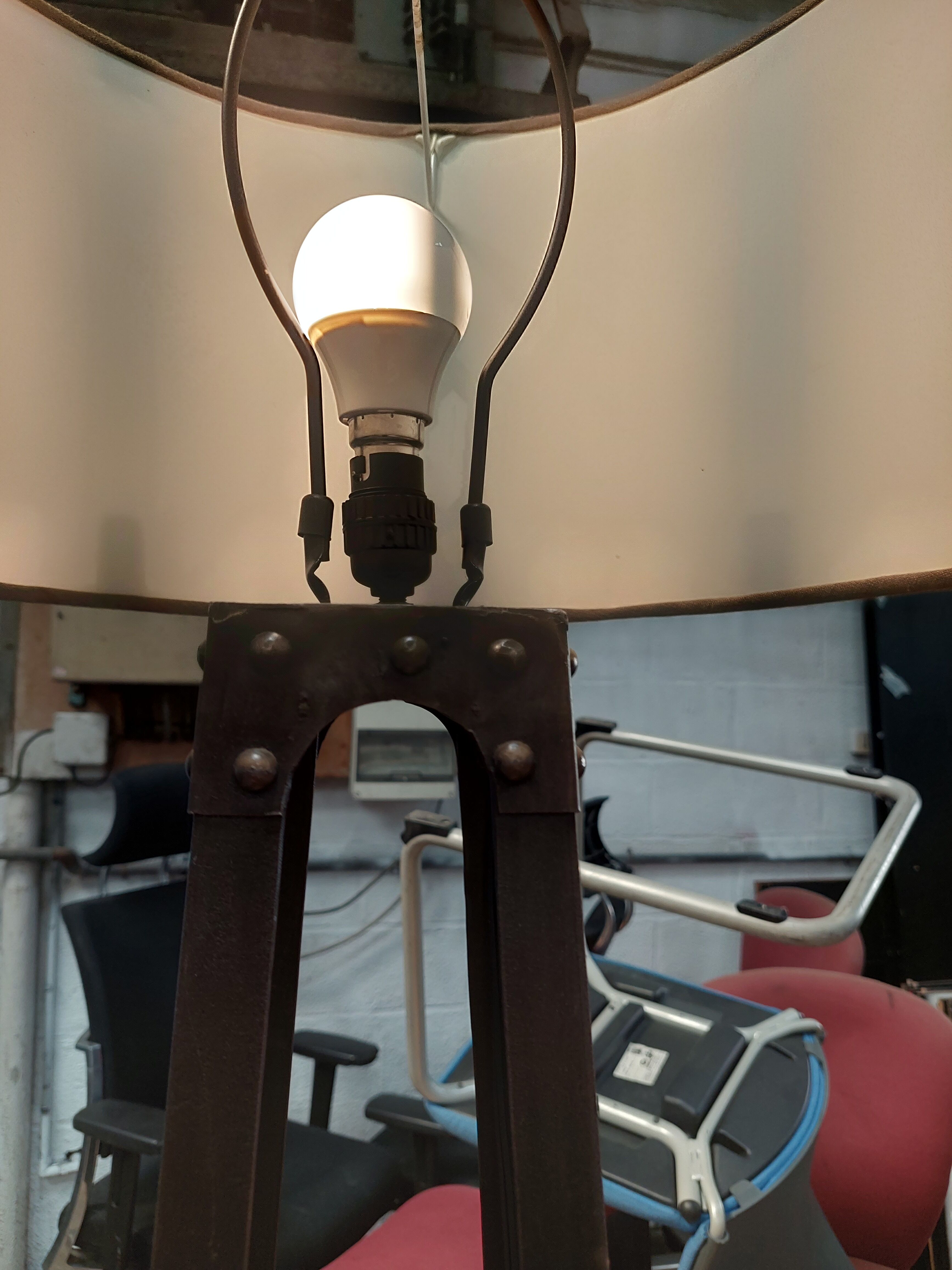 Dark brown industrial floor lamp