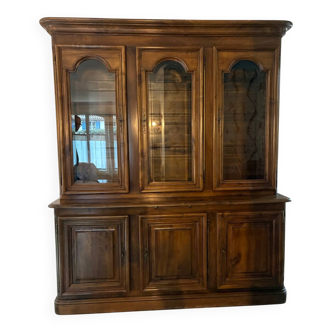 Bookcase with 3 doors, Louis Philippe in French walnut