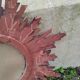 Vintage antique golden wooden sun mirror