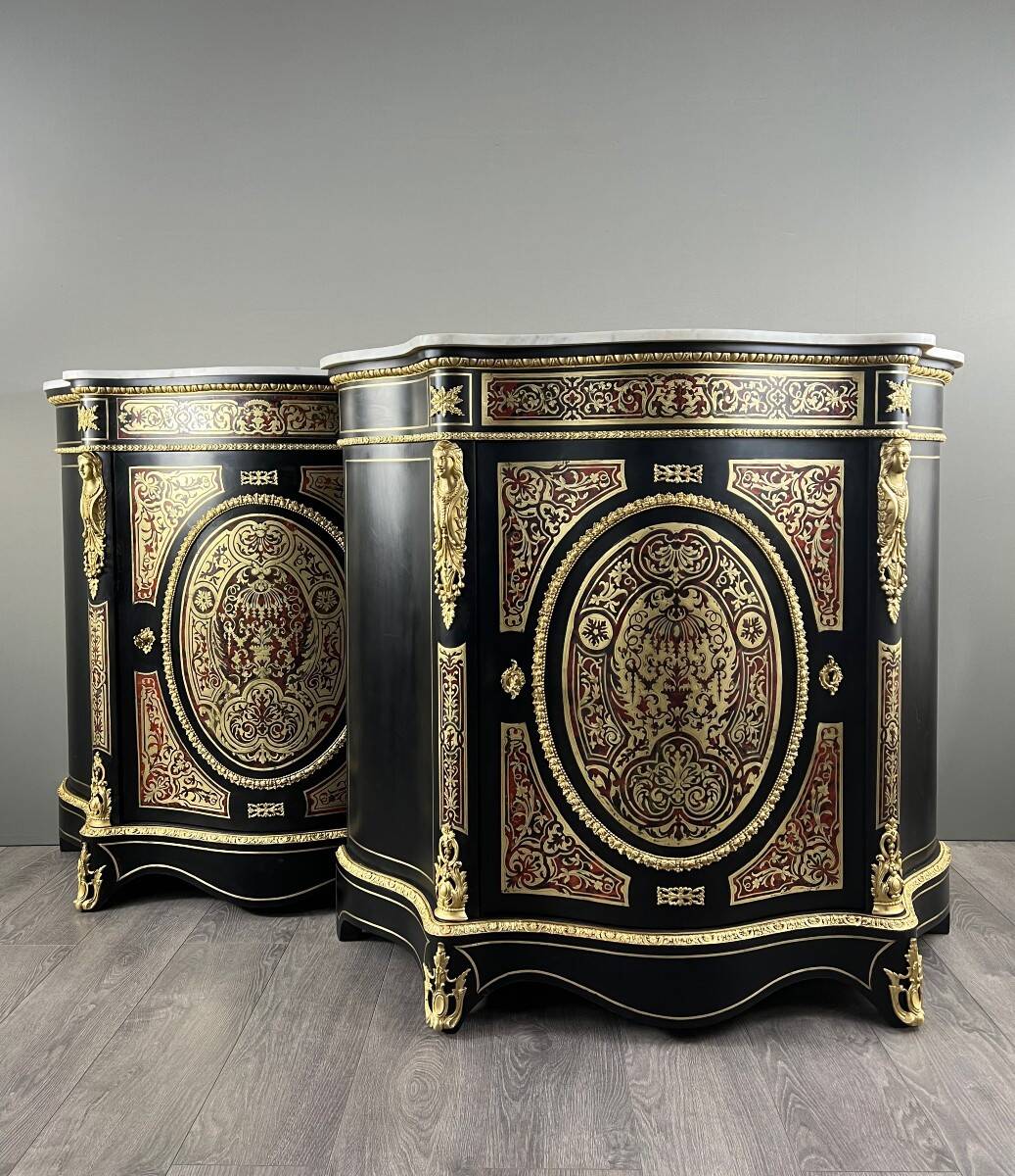 Pair of Boulle Marquetry Furniture Cabinets, Napoleon III Period