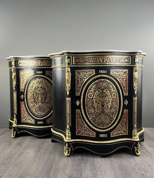 Paire de cabinets meubles en marqueterie Boulle, époque Napoléon III