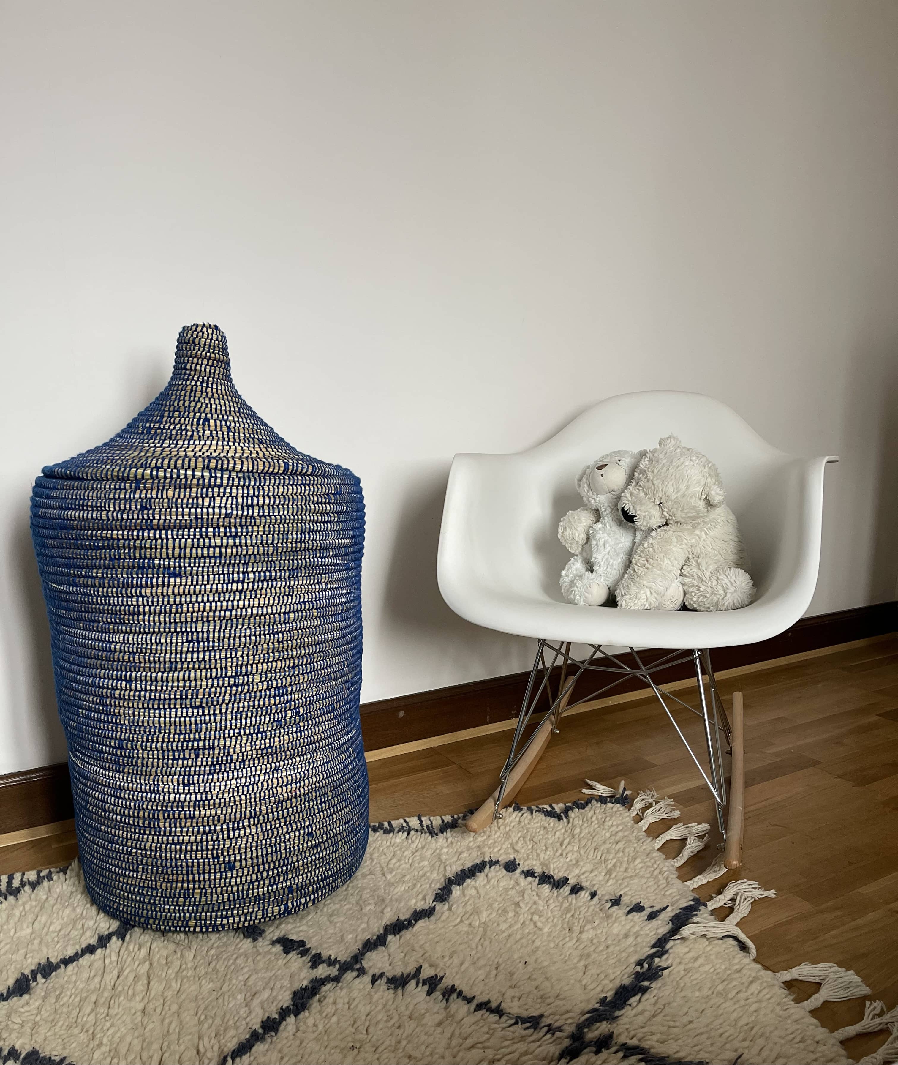 Raffia laundry basket