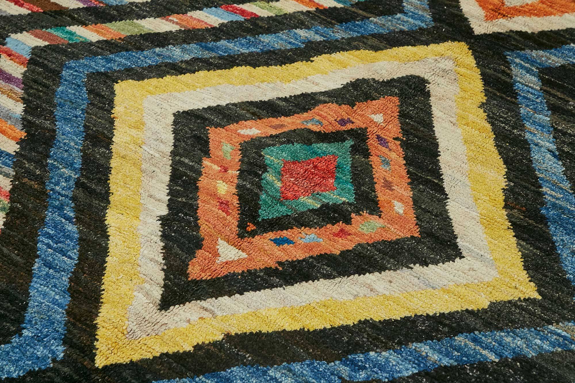 Hand-Knotted Turkish Contemporary 207 cm x 289 cm Black Wool Carpet