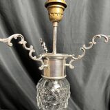 20th century crystal lamp with silver metal frame