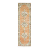 Tapis couloir vintage turc Oushak fait à la main en laine et coton orange 101x339