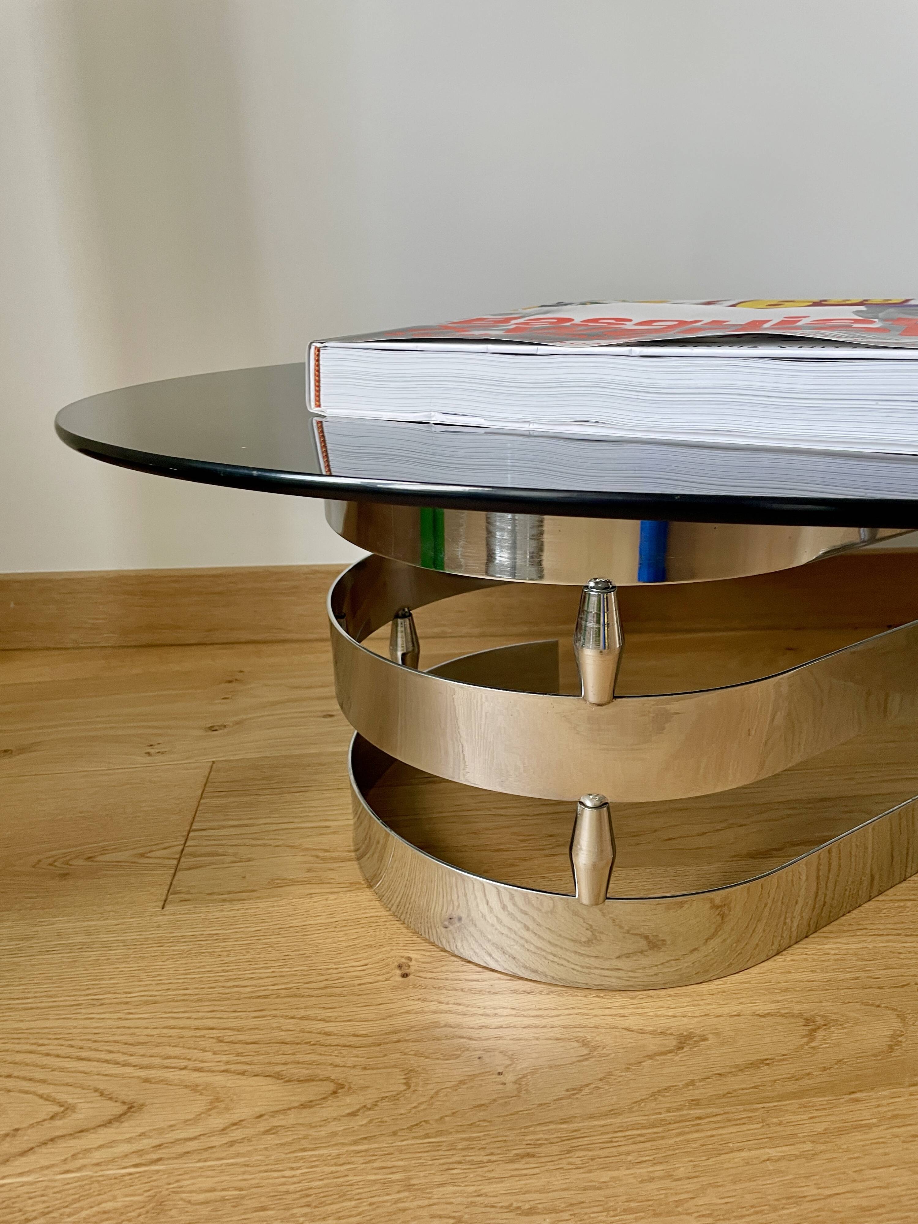 Smoked glass and chrome coffee table - Knut Hesterberg