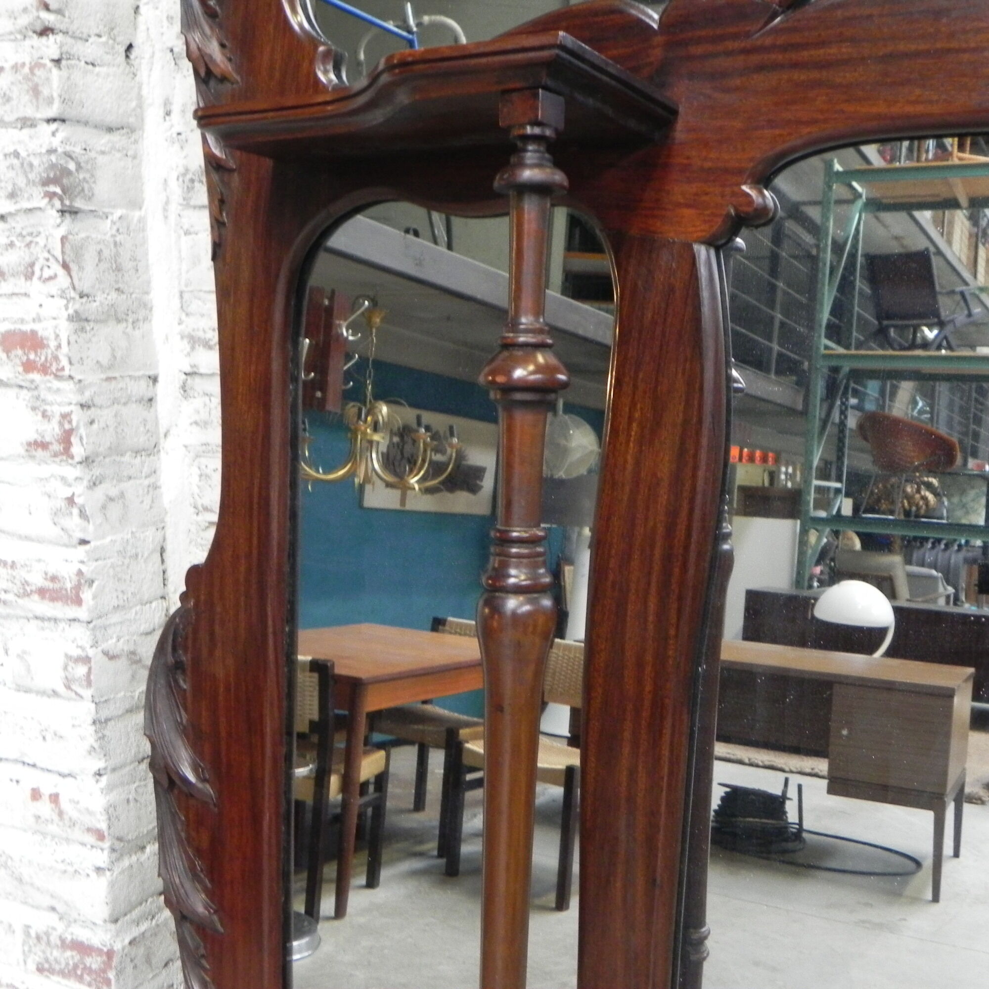 Large mahogany Art Nouveau mirror 178x220cm