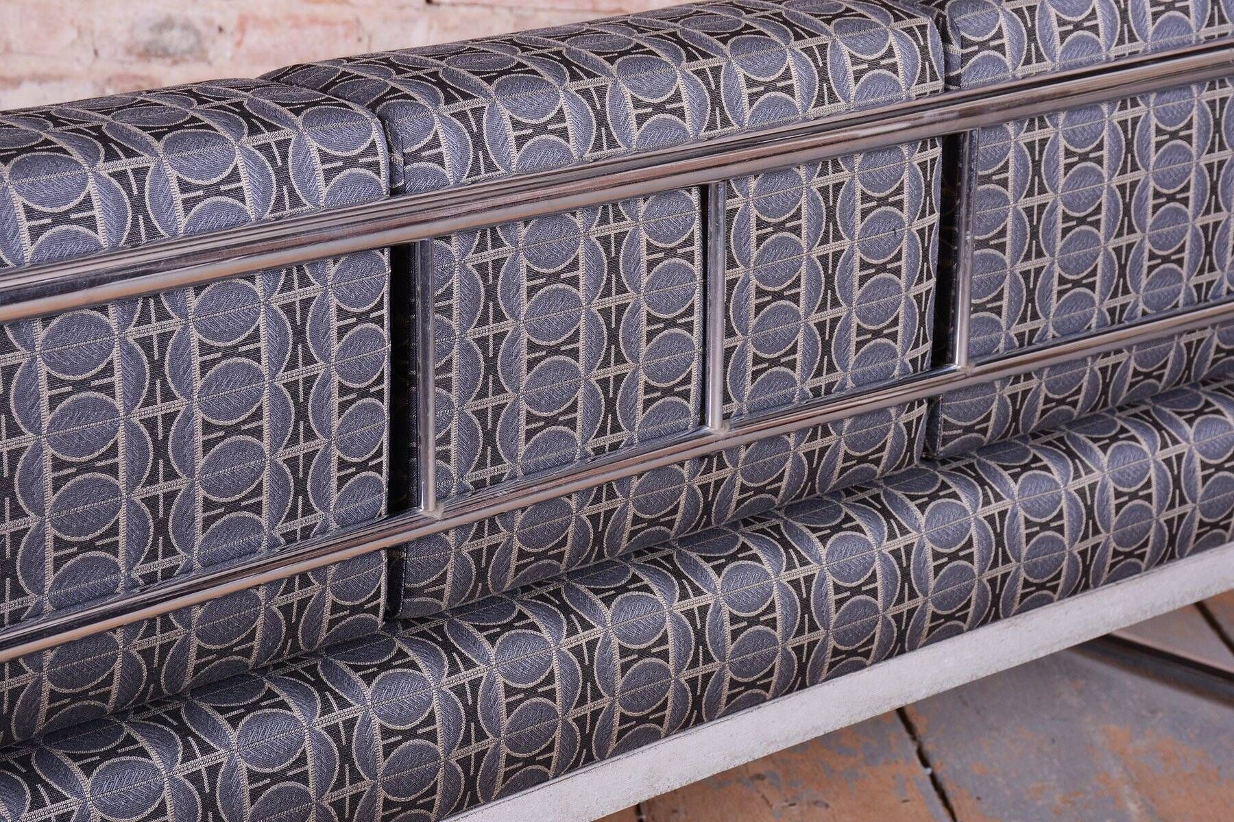 Bauhaus Sofa in Chrome and Fabric from Robert Slezak, Czech, 1930s