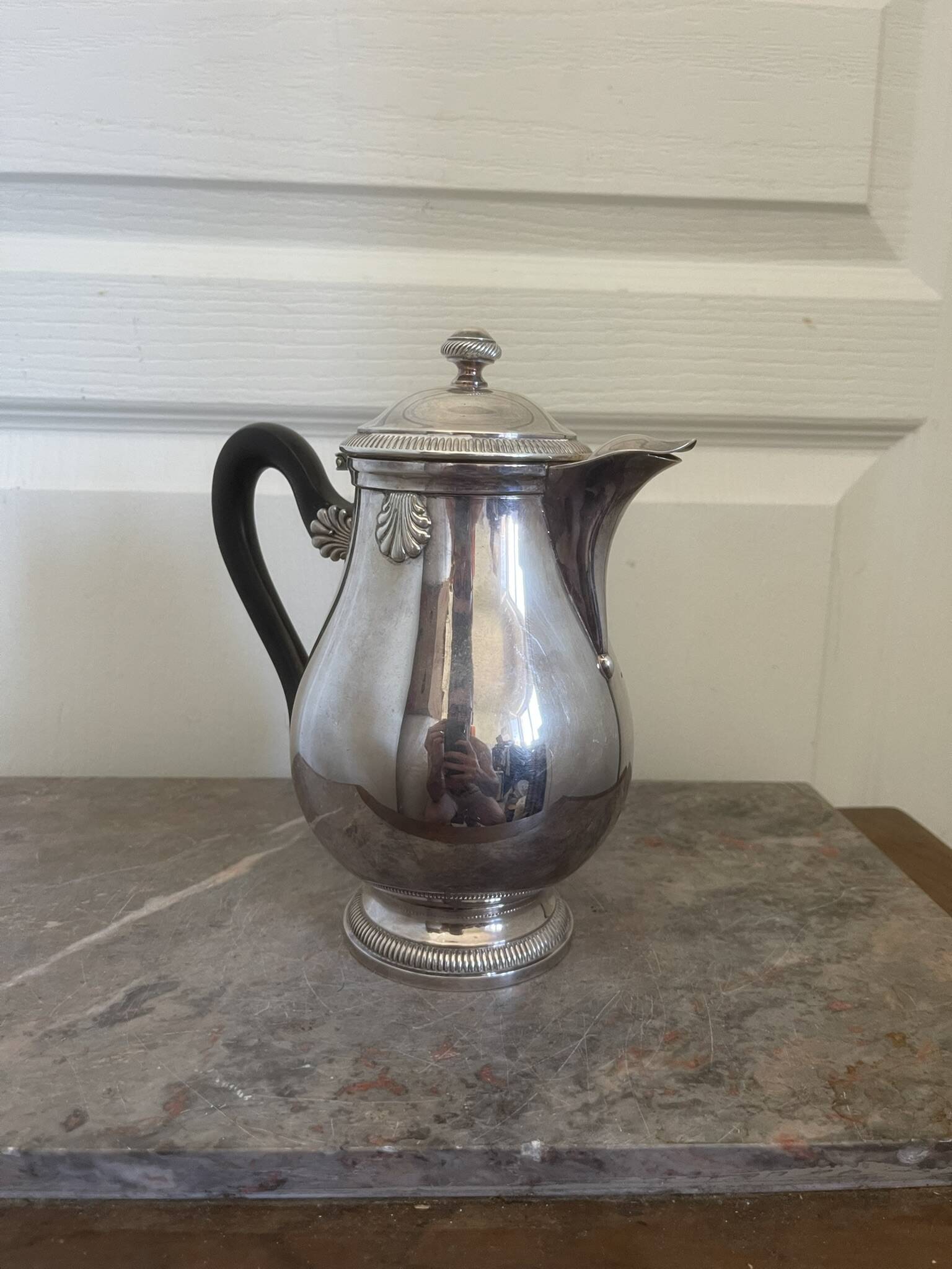 Ancien théière cafetière métal argenté boulenger coquillage coque