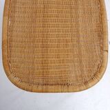 Vintage wicker stool / footstool with gray metal hairpin legs - Ikea