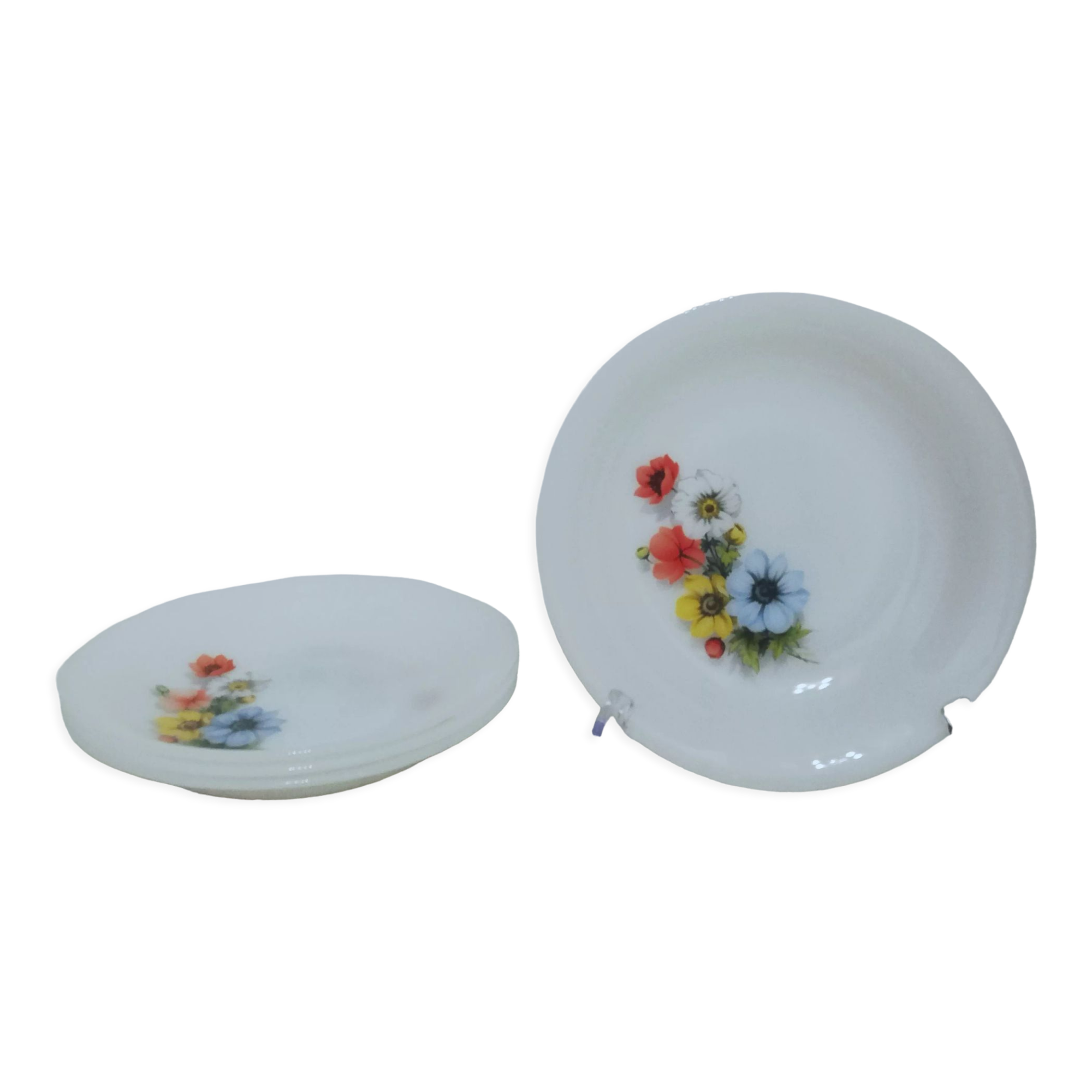 4 ASSIETTES PLATES ET 2 TASSES COQUELICOTS FLEURS 52324 ARCOPAL - Vendu