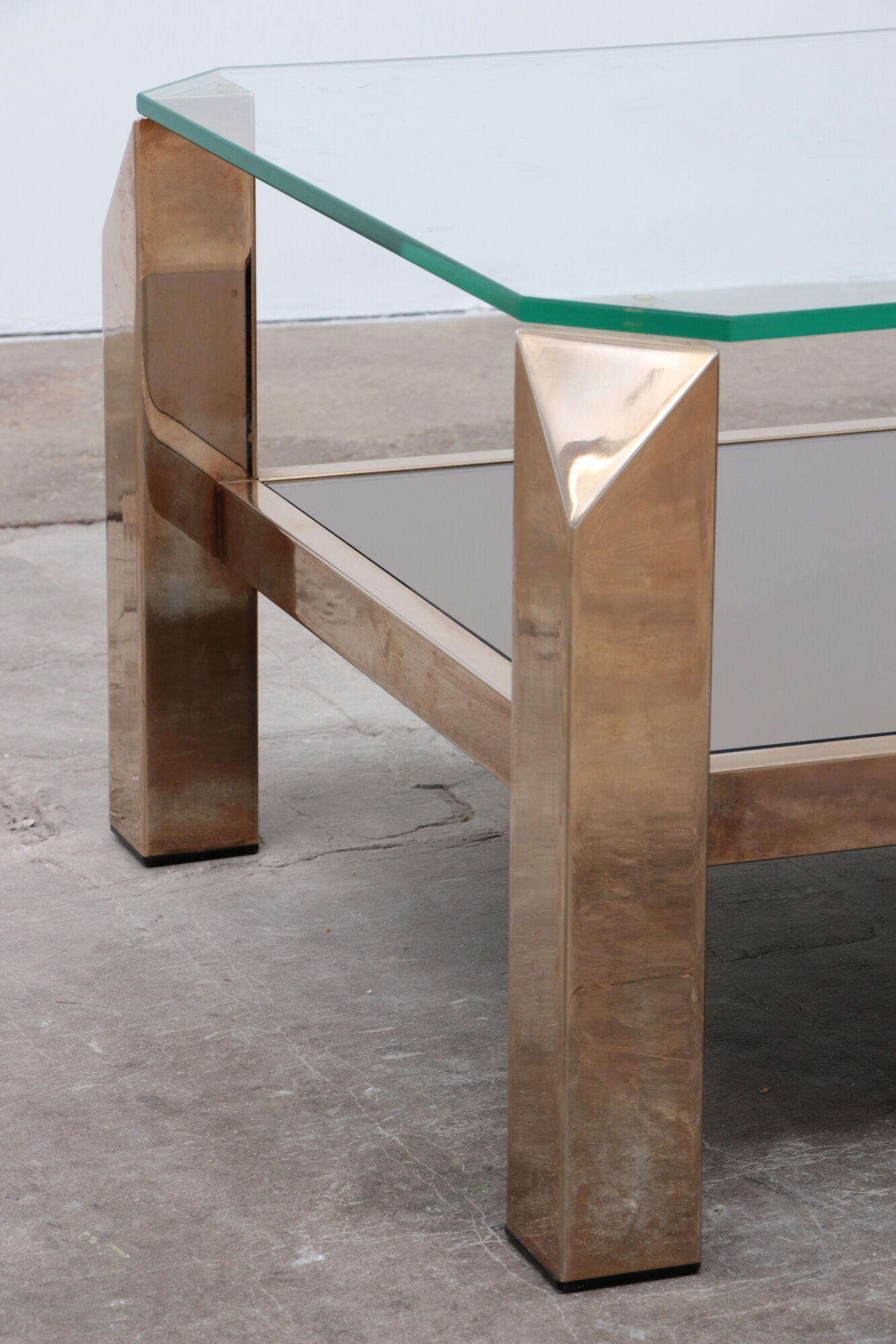 Set of 23-carat gold-plated coffee tables by Belgo Chrome 1960