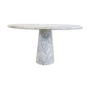 table à manger ronde vintage en marbre blanc des années 1970