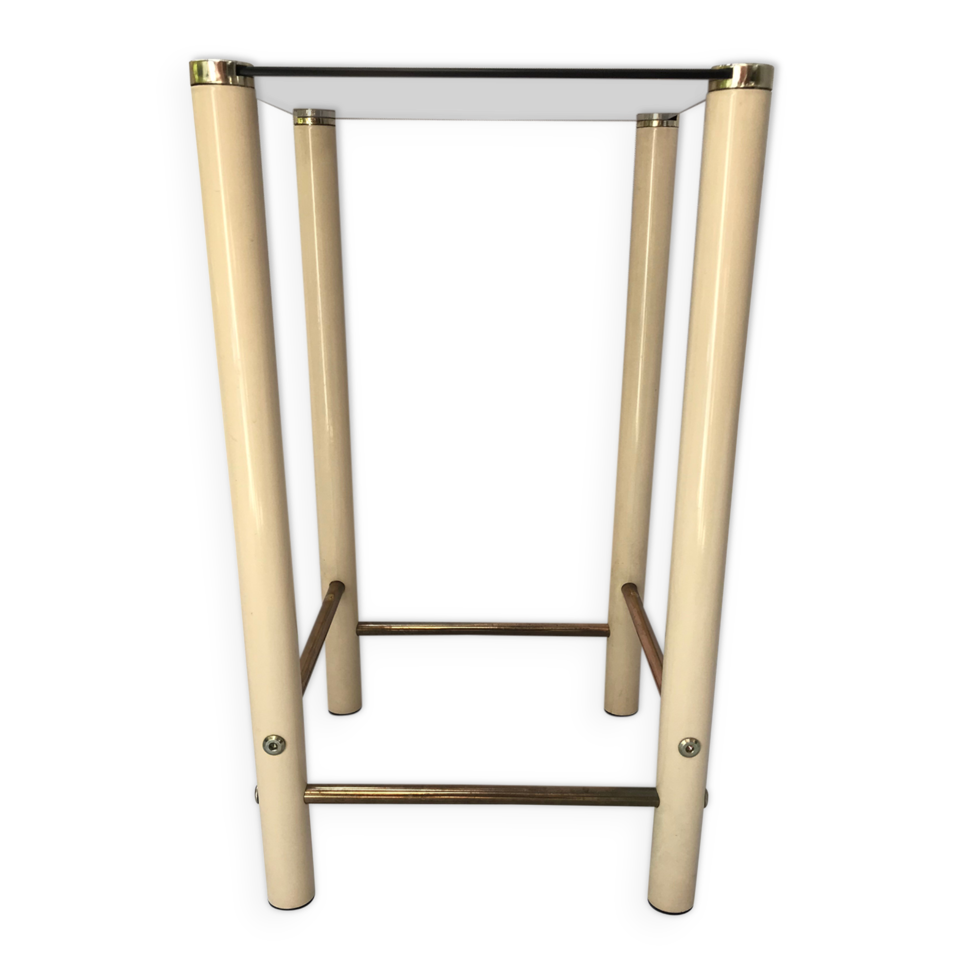Square side table in metal and smoked glass