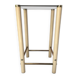 Square metal and smoked glass side table